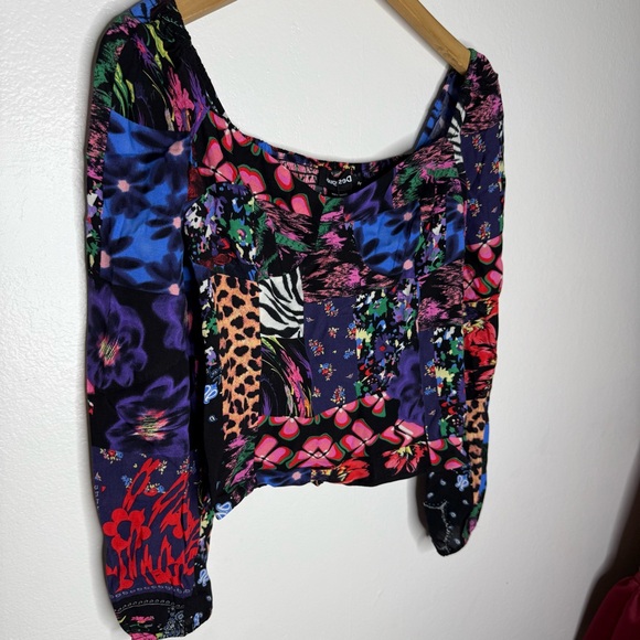 NWT Desigual PATCHWORK CORSET BLOUSE Sz M Long Sleeves Top - Picture 4 of 8